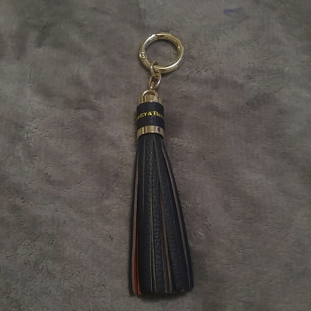 Dooney and Bourke Tassel Keychain Blue Gold